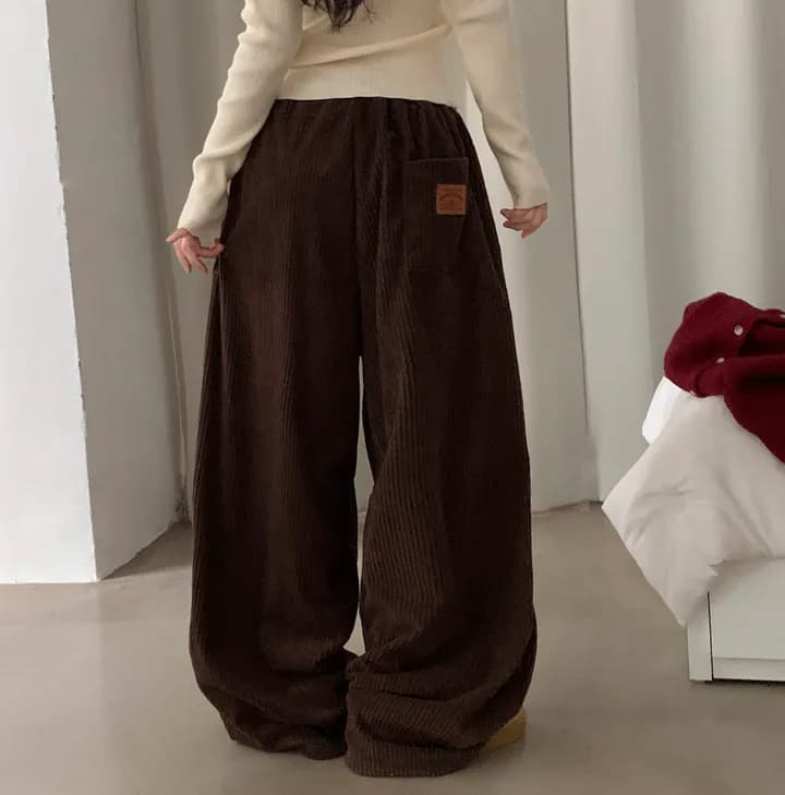 있음 선적 캐주얼 레트로 코듀로이 루즈핏 캐주얼 바지 6 색상 상세 이미지 7