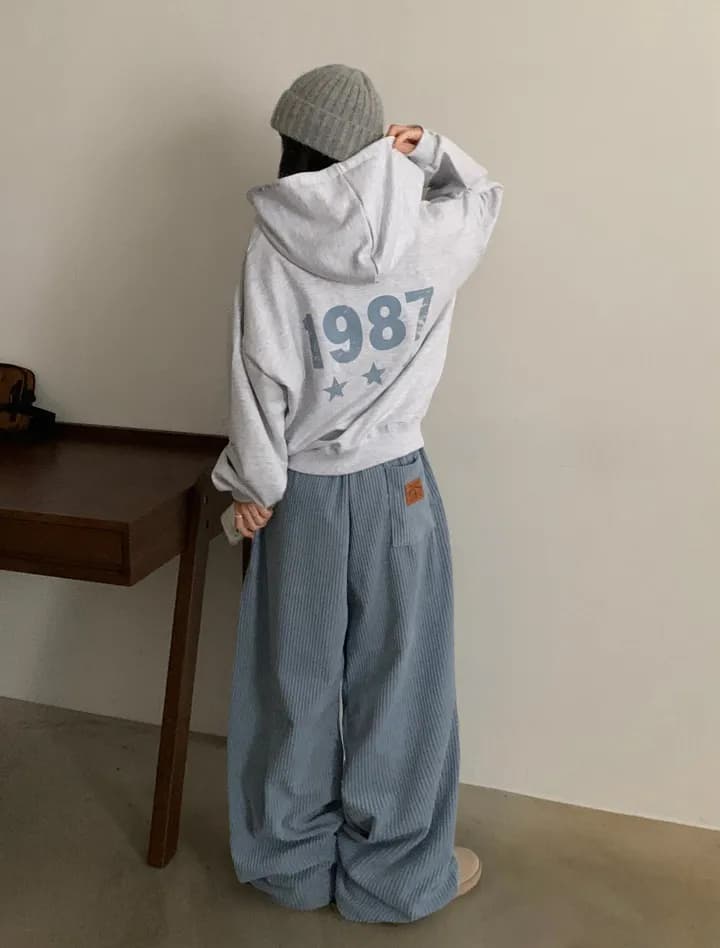 있음 선적 캐주얼 레트로 코듀로이 루즈핏 캐주얼 바지 6 색상 상세 이미지 11
