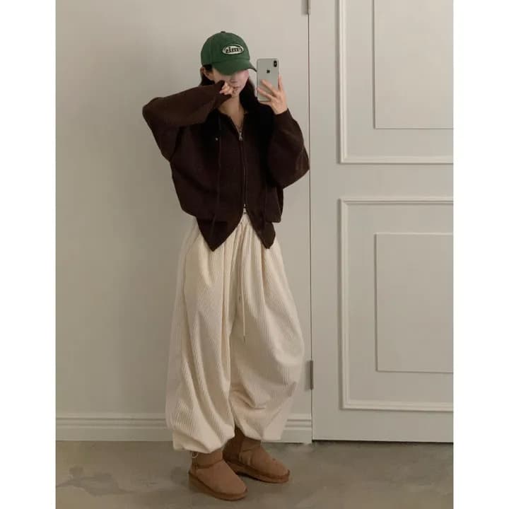 있음 선적 캐주얼 레트로 코듀로이 루즈핏 캐주얼 바지 6 색상 상세 이미지 18
