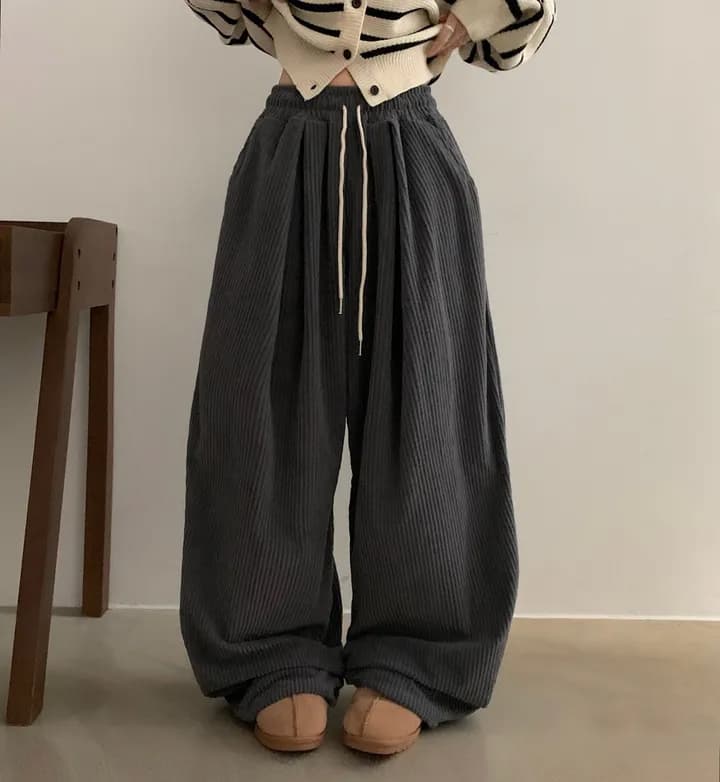 있음 선적 캐주얼 레트로 코듀로이 루즈핏 캐주얼 바지 6 색상 상세 이미지 24