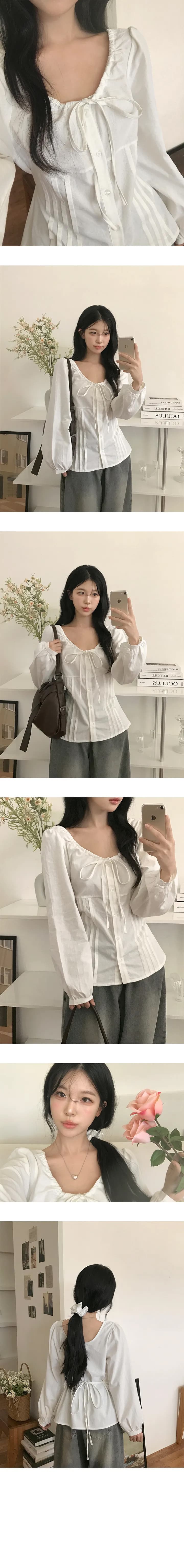 있음 선적 허리 수축 슬림해 보이는 다용도 긴팔 셔츠 상세 이미지 1