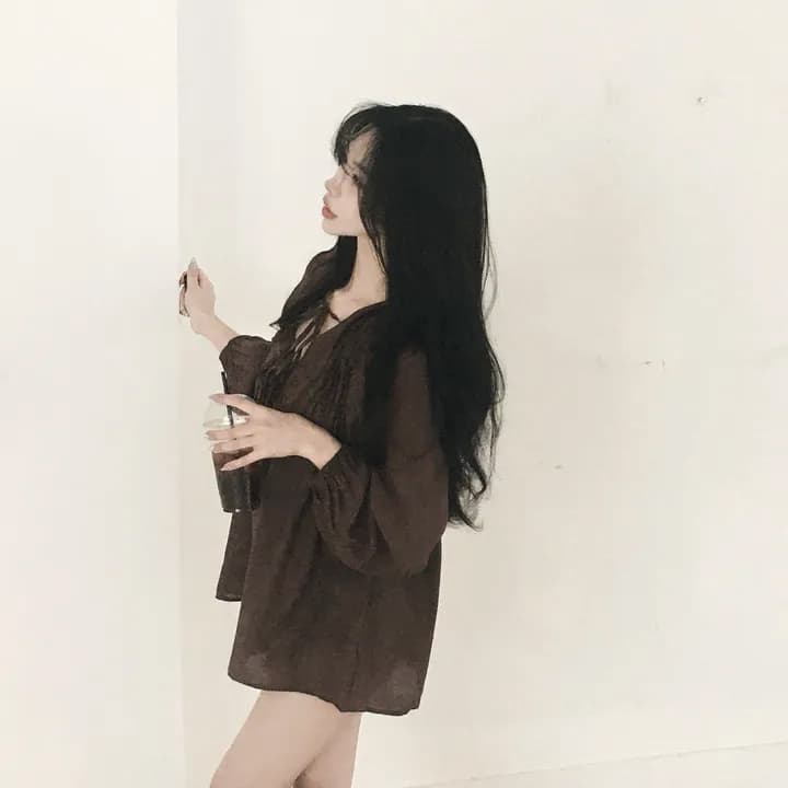 있음 선적 chic 패션 루즈핏 레이스업 긴팔 셔츠 상세 이미지 10