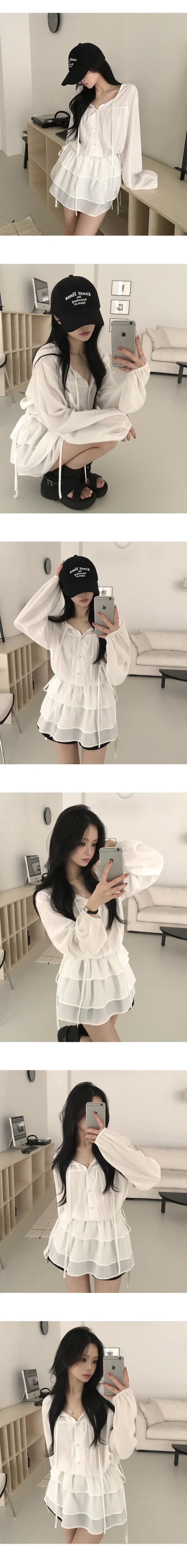 있음 선적 chic 패션 허리 수축 슬림해 보이는 긴팔 드레스 상세 이미지 1