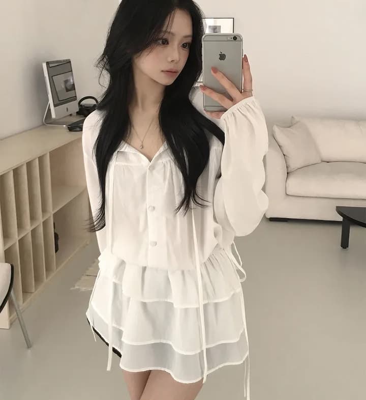 있음 선적 chic 패션 허리 수축 슬림해 보이는 긴팔 드레스