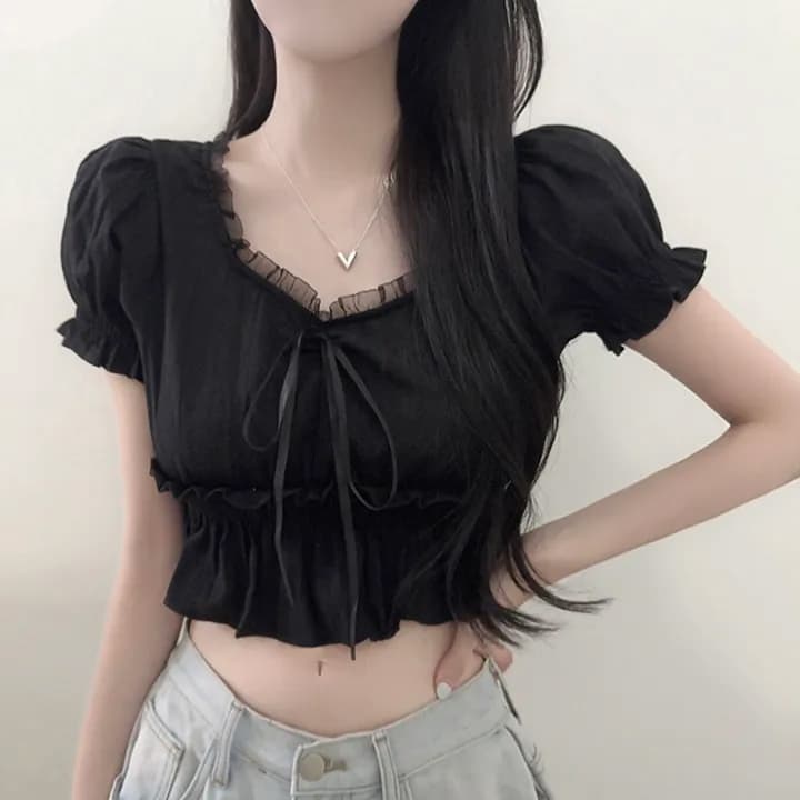있음 선적 chic 패션 V넥 레이스 패치워크 이미지 4