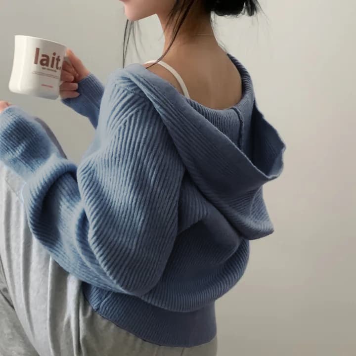 있음 선적 chic 패션 후드 지퍼 스웨터 이미지 4