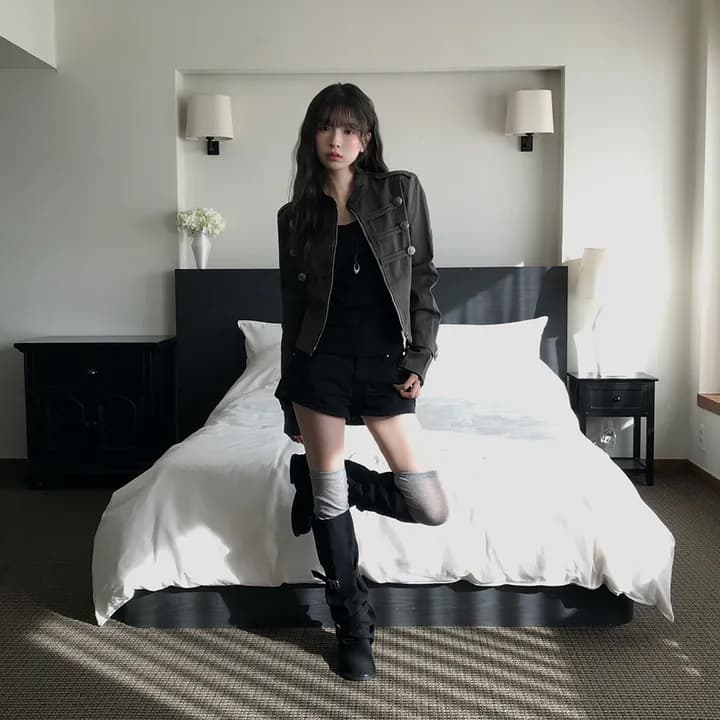 있음 선적 chic 가을 겨울 패션 새로운 레트로 스탠드 칼라 개성 단추 지퍼 짧은 외투 상세 이미지 30