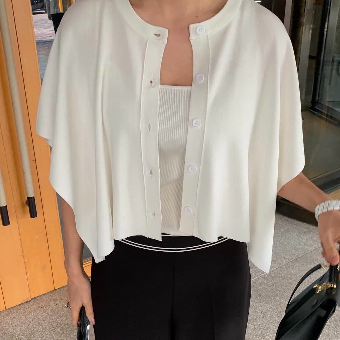 새로운 한국 슈퍼 화재 숄 불규칙 둘 바늘 짠 셔츠 맨위 이미지 4