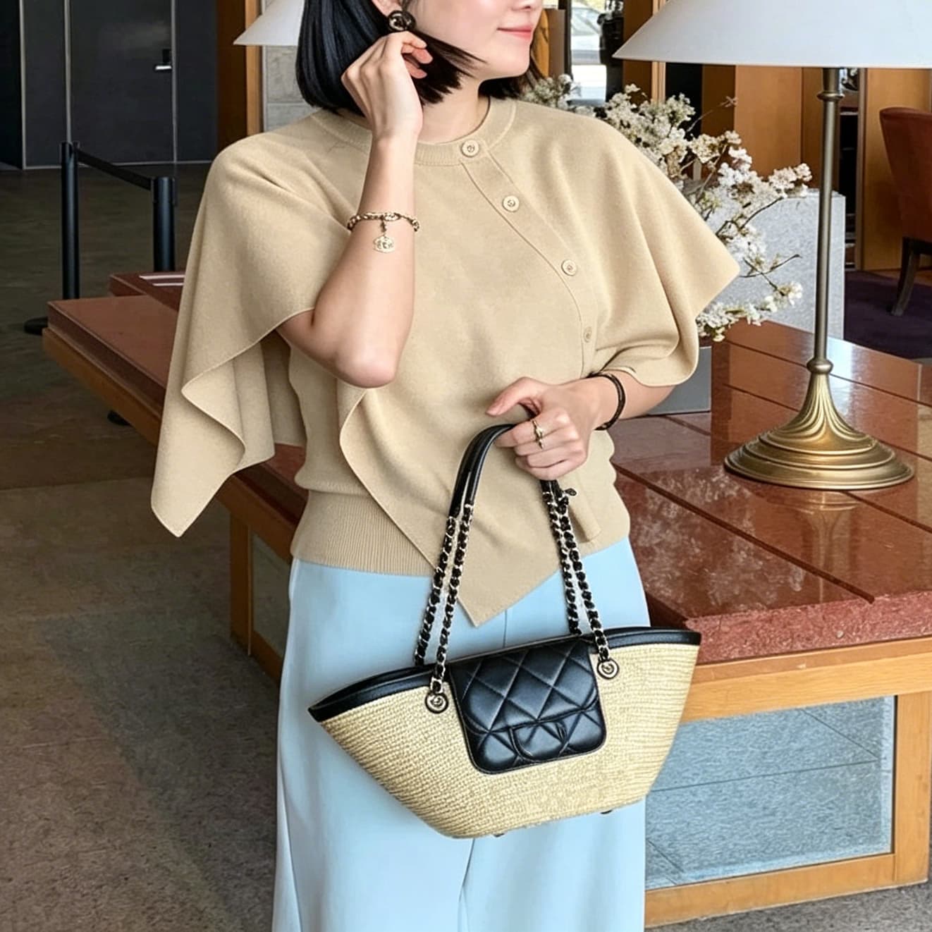 새로운 한국 슈퍼 화재 숄 불규칙 둘 바늘 짠 셔츠 맨위 이미지 2