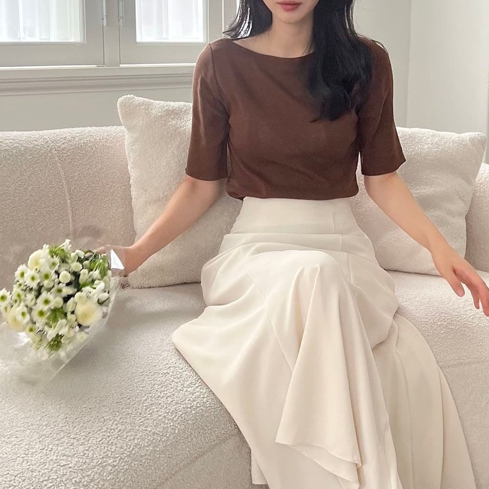 작은 샤넬 스타일 얼음 실크 중간 소매 풀오버 니트 스웨터 여성 얇은 쇼트 스타일 몸매 가꾸기 기본 셔츠 맨위 수 있습니다. 맞춤 색상 이미지 4