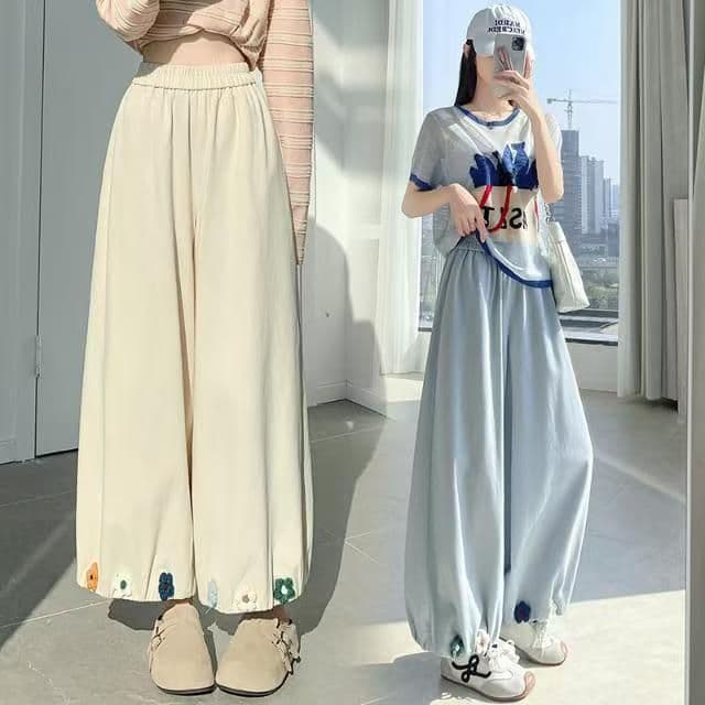디자인 센스 자수 배기 바지 여성 봄 여름 얇은 스타일 하이웨이스트 9 포인트 캐주얼 하렘 바지 바지 넓은 다리 상세 이미지 41