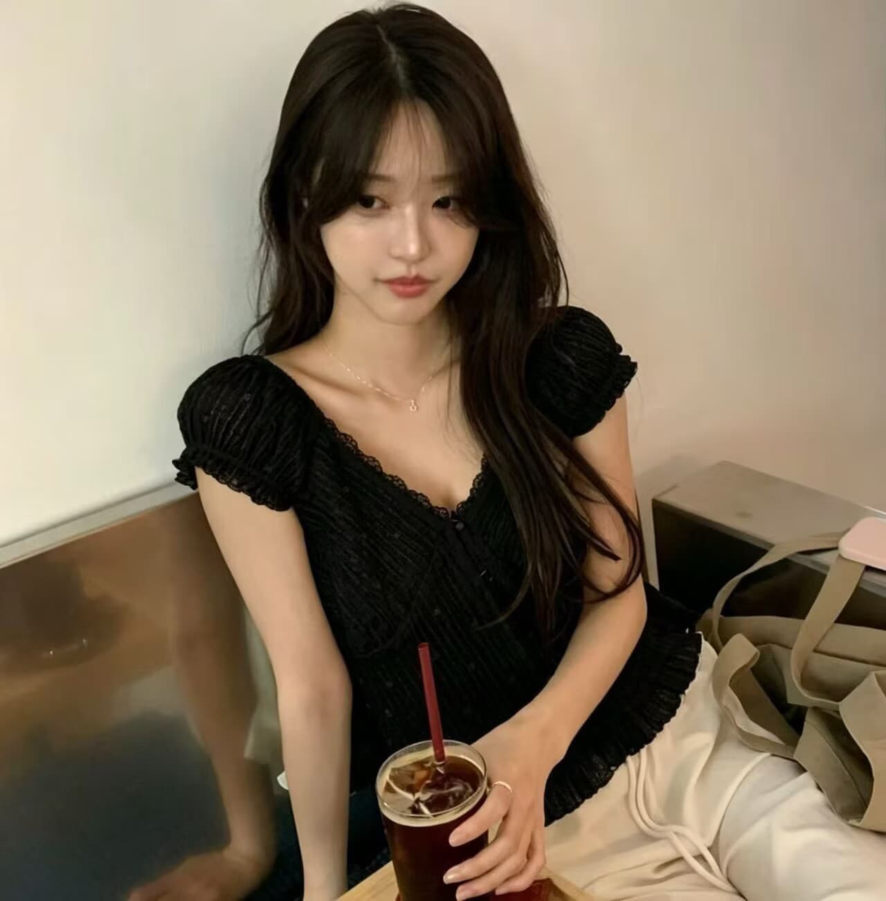 있음 선적 한국 동대문 레이스 측면 V넥 부서 버클 요정 요정 주름 자수 조금 몸매 가꾸기 반팔 셔츠 상세 이미지 20