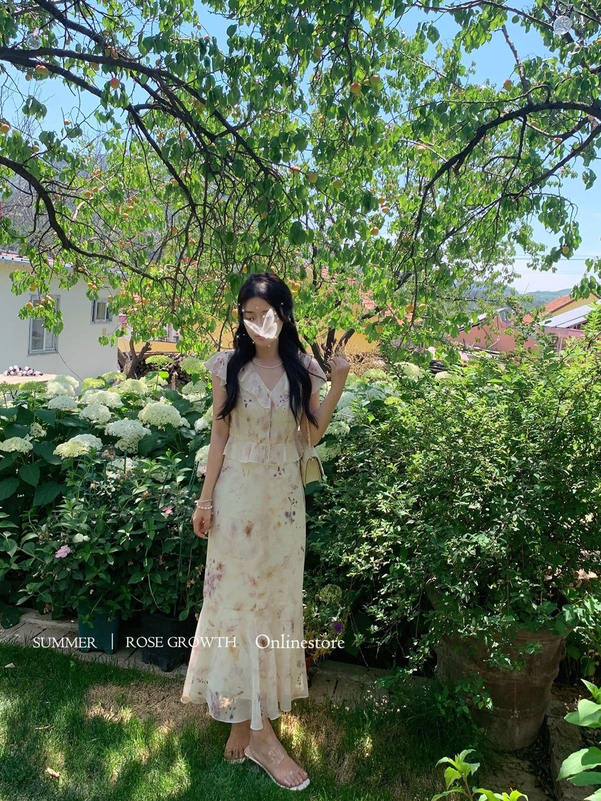 헤일로 염색 일본식 분위기 센스 작은 날다 소매 인어 꼬리 요정 가스 부드러운 휴가 바람 드레스 작은 키 디자인 센스 롱 스커트 상세 이미지 11