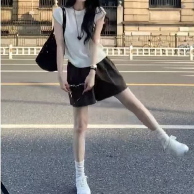 고급 아니요 명중 섹션 화이트 니트 Feifei 소매 티셔츠 여성 여름 2026 올해 인기 ~ 중 새로운 폭발 맨위 이미지 3