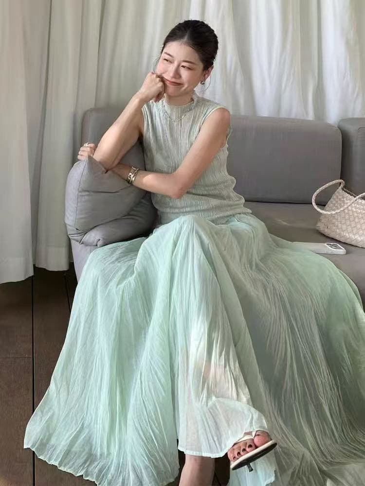 soul 프라임 줘 2026 여름 새로운 한 부서 몸매 가꾸기 다용도 자카드 자수 마이크로 ~을 통해 반하이넥 민소매 조끼 여성 이미지 3