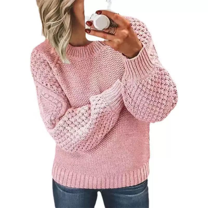새로운 AliExpress 아마존 국경 간 전기 사업 가을 겨울 루즈핏 느긋한 바람 긴팔 풀오버 니트 스웨터 여자 상세 이미지 6