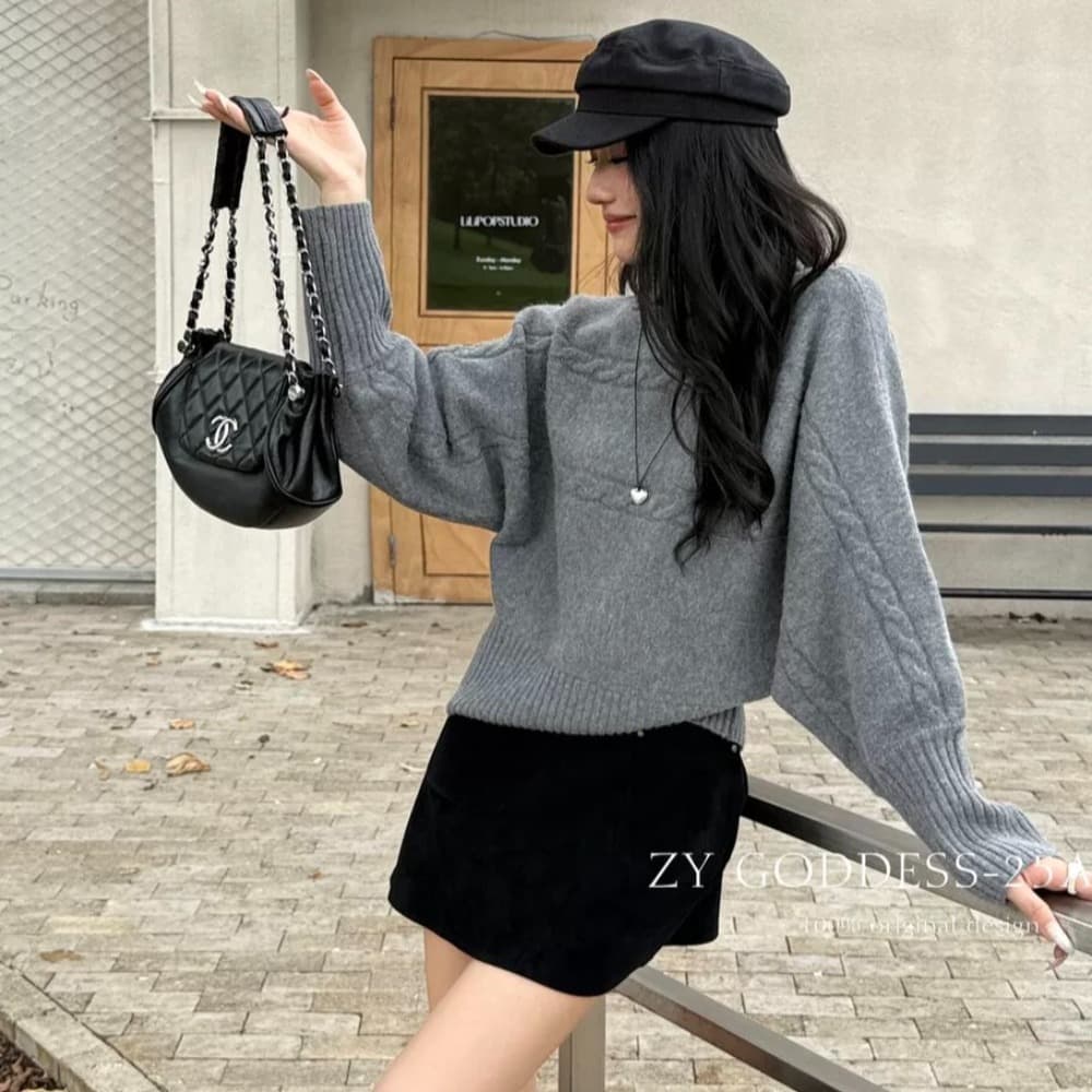가을 겨울 새로운 한국 스타일 디자인 센스 터틀넥 꽈배기 허리 수축 스웨터 여자 프랑스식 우아함 고급 센스 니트 스웨터 이미지 5