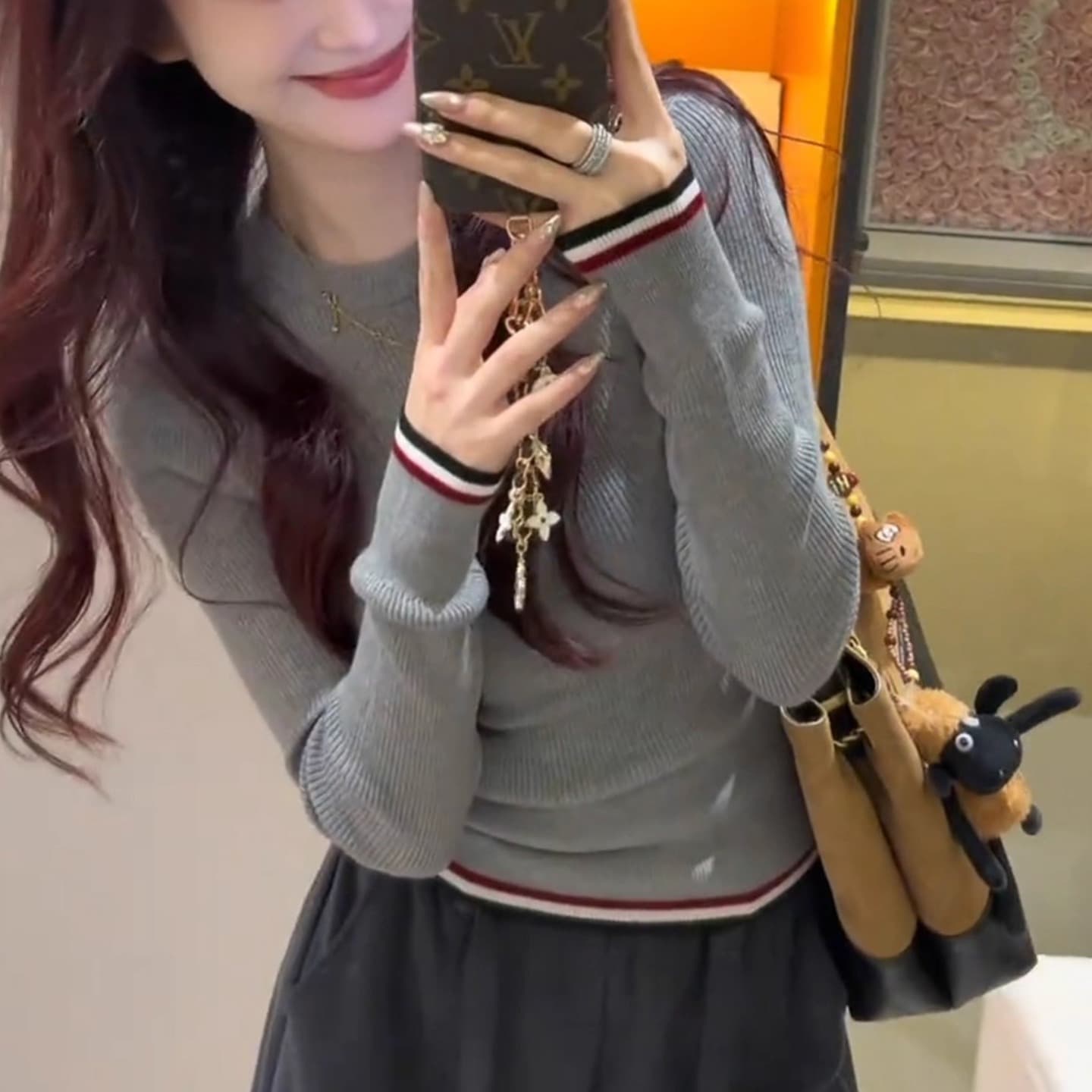 한 부서 새로운 긴팔 니트 기본 셔츠 인사이드 가져 가라. 작은 키 고유 한 아름다운 몸매 가꾸기 쇼트 스타일 맨위 이미지 3