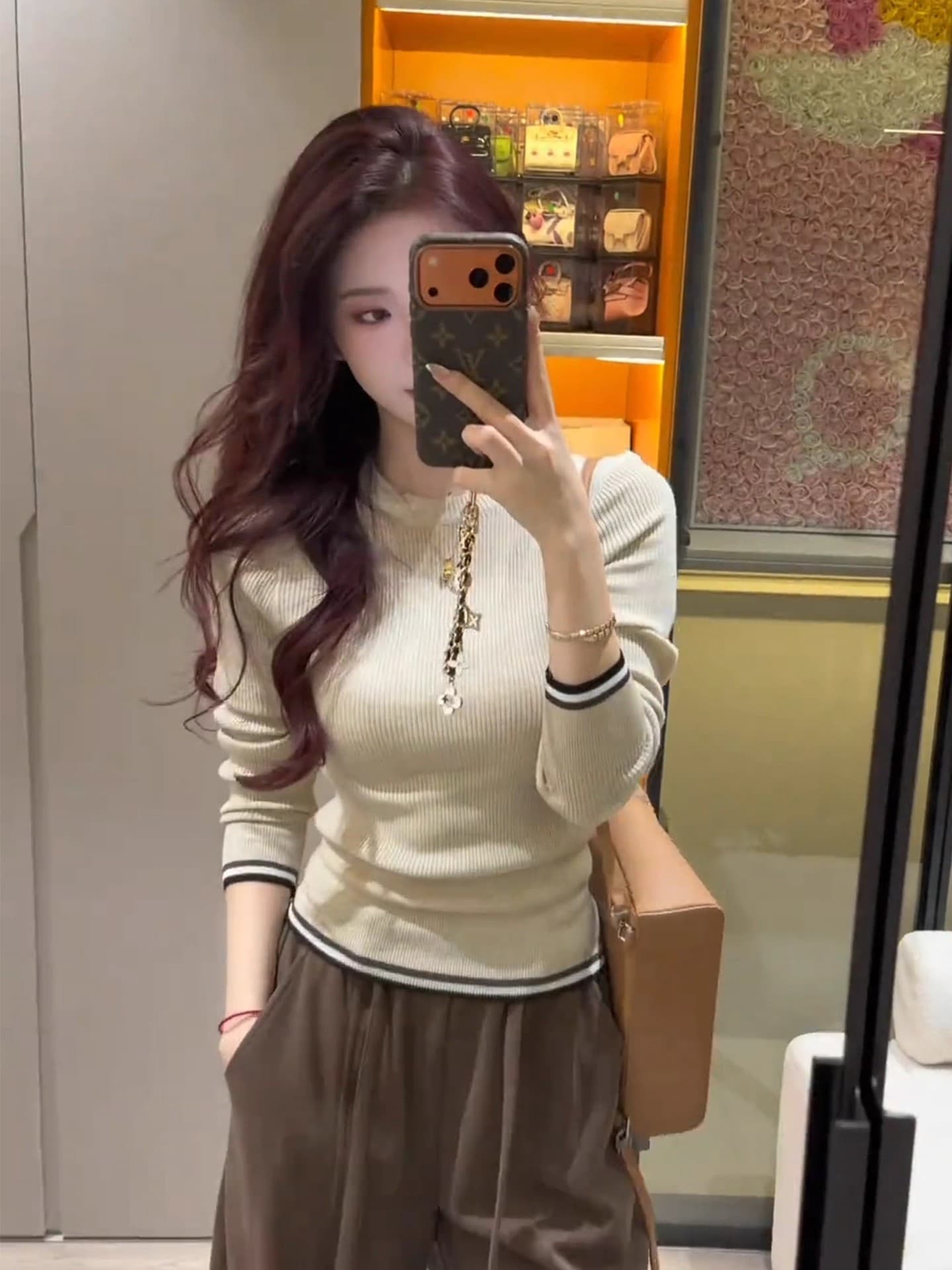 한 부서 새로운 긴팔 니트 기본 셔츠 인사이드 가져 가라. 작은 키 고유 한 아름다운 몸매 가꾸기 쇼트 스타일 맨위 상세 이미지 15