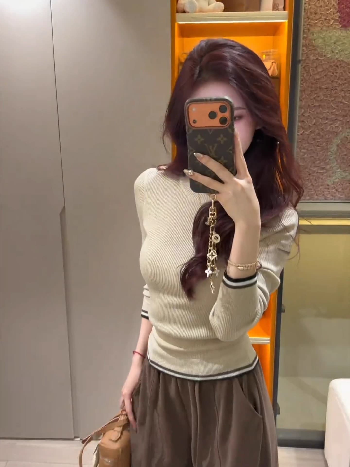 한 부서 새로운 긴팔 니트 기본 셔츠 인사이드 가져 가라. 작은 키 고유 한 아름다운 몸매 가꾸기 쇼트 스타일 맨위 상세 이미지 18