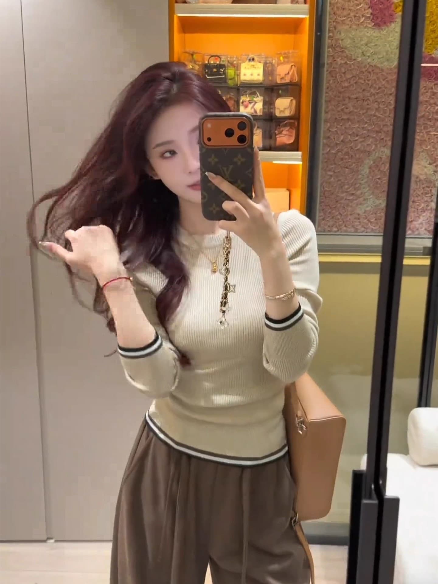 한 부서 새로운 긴팔 니트 기본 셔츠 인사이드 가져 가라. 작은 키 고유 한 아름다운 몸매 가꾸기 쇼트 스타일 맨위 상세 이미지 19