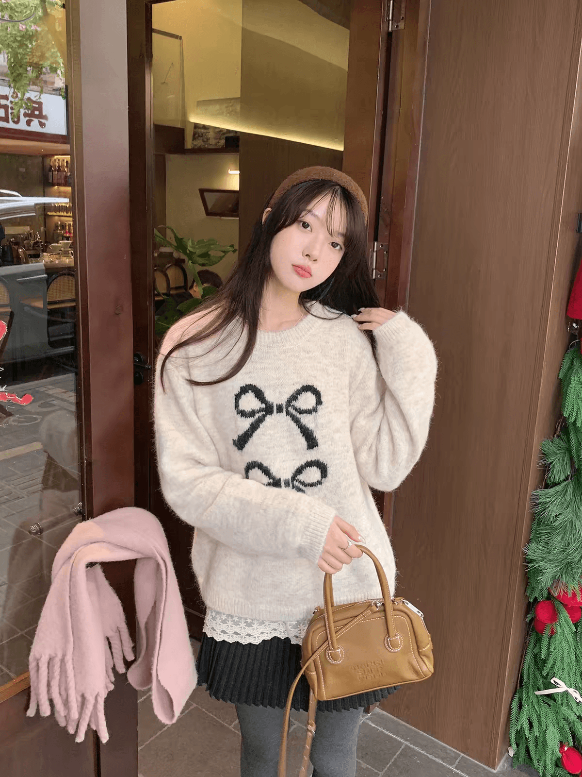 한국 나비 매듭 스웨터 여자 느긋한 바람 한 부서 빛 사람들 착용 가져 가라. 루즈핏 맨위 ins 상세 이미지 3