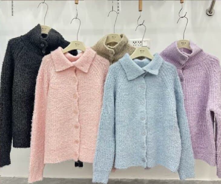 한 부서 폴로 칼라 사탕 색상 서클 실 터틀넥 니트 오픈 가디건 여성 코트 가을 겨울철 느긋한 느슨함 센스 스웨터 트렌디 상세 이미지 7