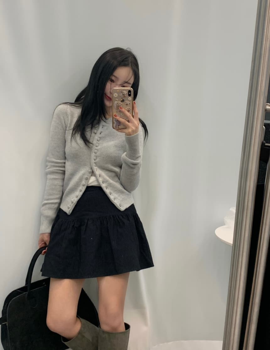실사 한국 스타일 chic 부드러운 찹쌀 싱글 줄 버튼 몸매 가꾸기 털 니트 오픈 가디건 상세 이미지 7