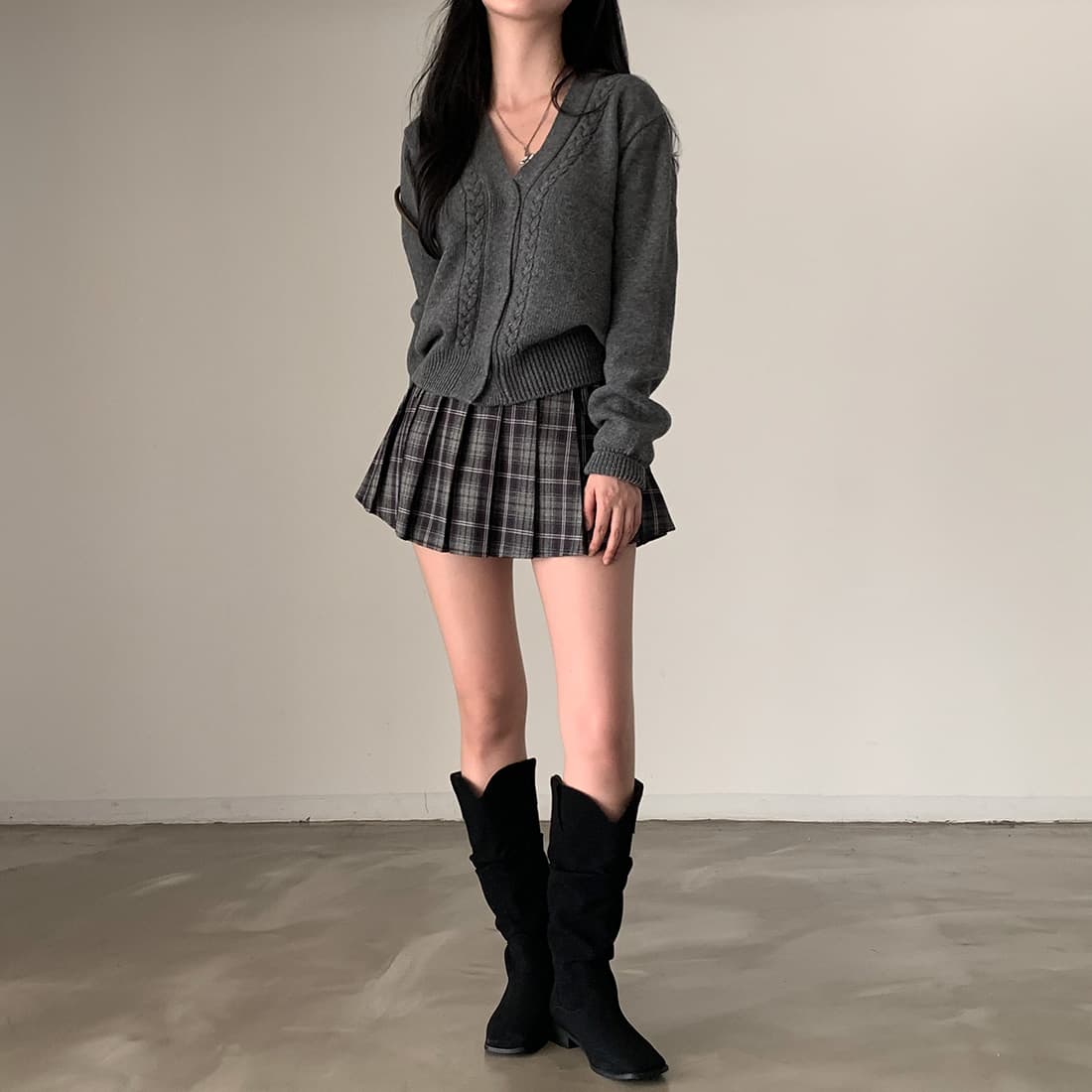 한국 chic 가을 새로운 한국 스타일 느긋한 바람 V넥 꽈배기 긴팔 스웨터 여자 루즈핏 니트 스웨터 상세 이미지 18