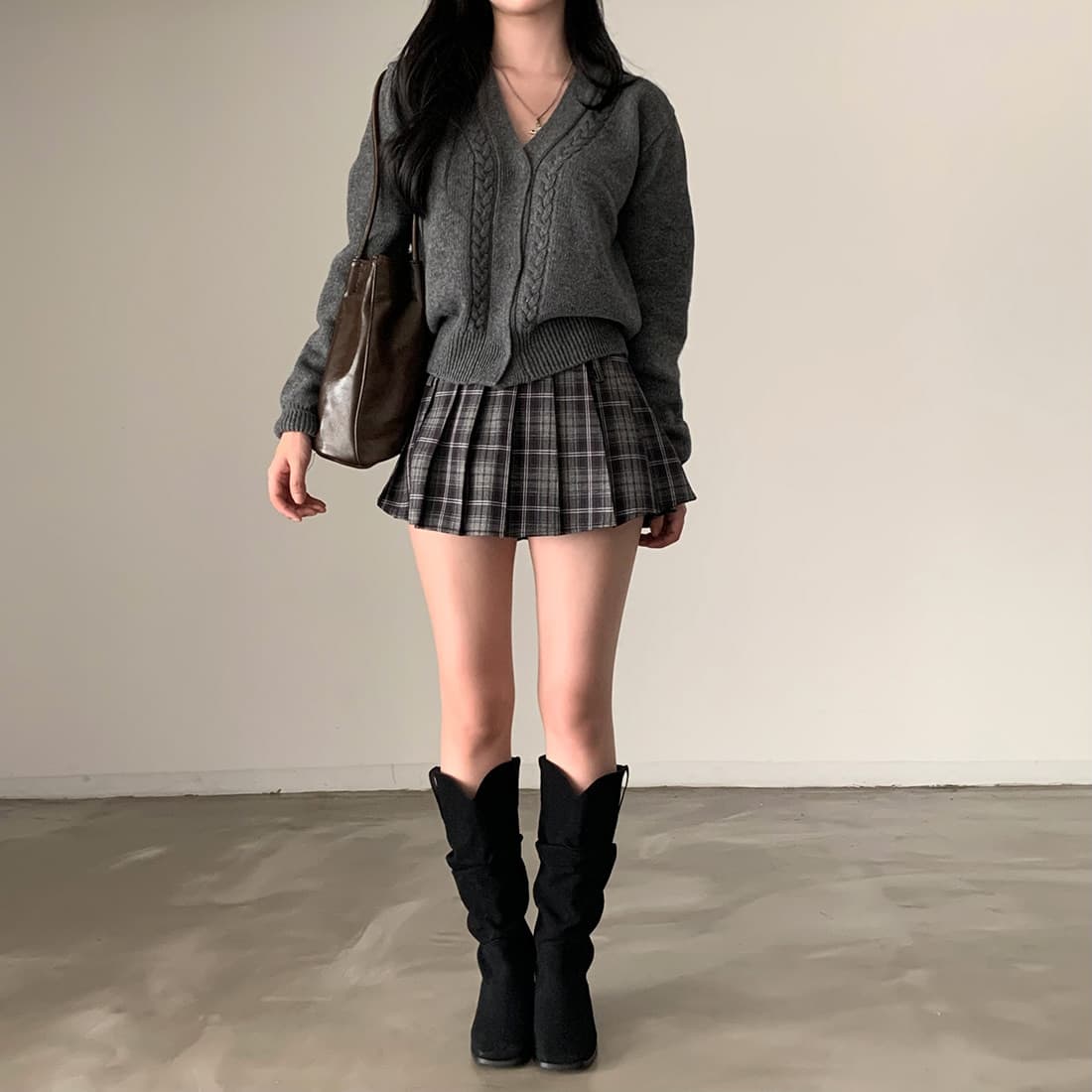 한국 chic 가을 새로운 한국 스타일 느긋한 바람 V넥 꽈배기 긴팔 스웨터 여자 루즈핏 니트 스웨터 상세 이미지 20