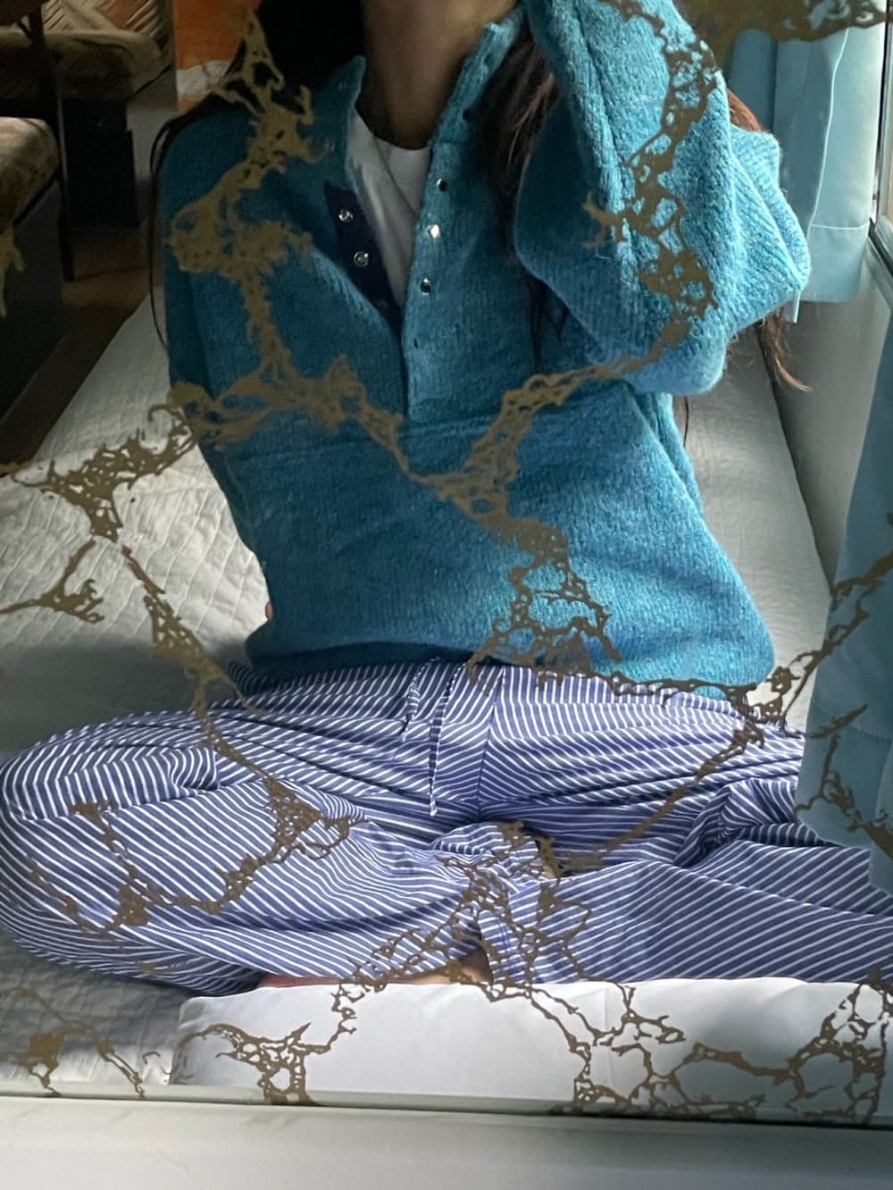 chic 한국 동대문 배색 디자인 작은 대중 어둠 버클 풀오버 니트 스웨터 스웨터 상세 이미지 17
