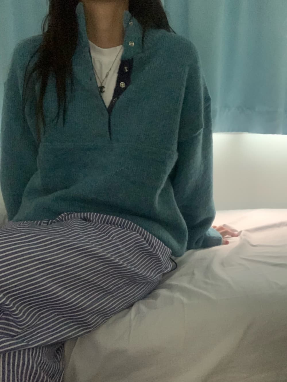 chic 한국 동대문 배색 디자인 작은 대중 어둠 버클 풀오버 니트 스웨터 스웨터 상세 이미지 27
