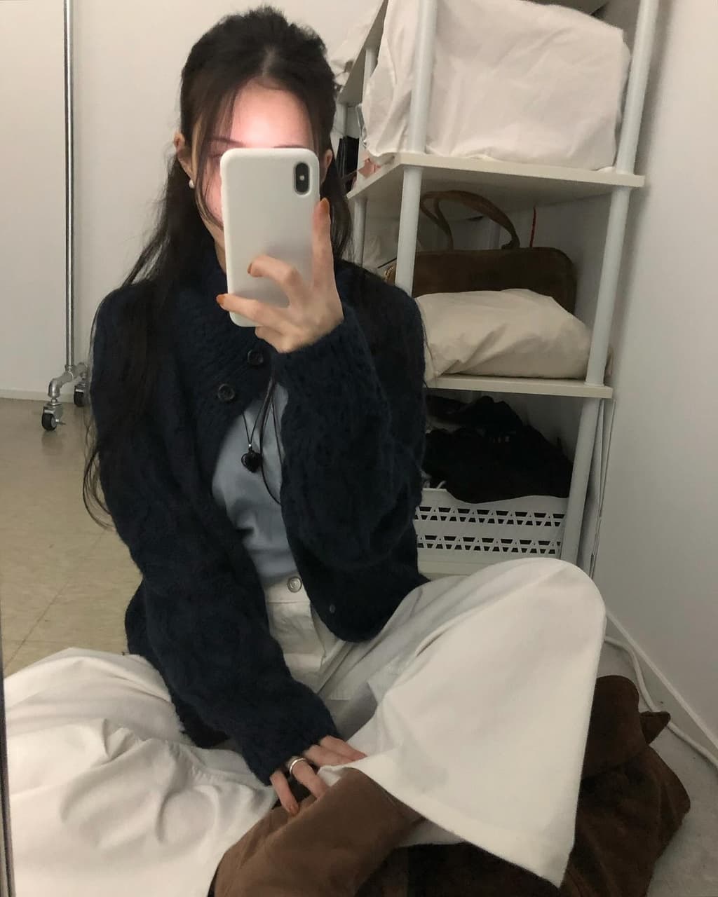 한국 chic 가을의 날 꽈배기 스웨터 오픈 가디건 상세 이미지 2