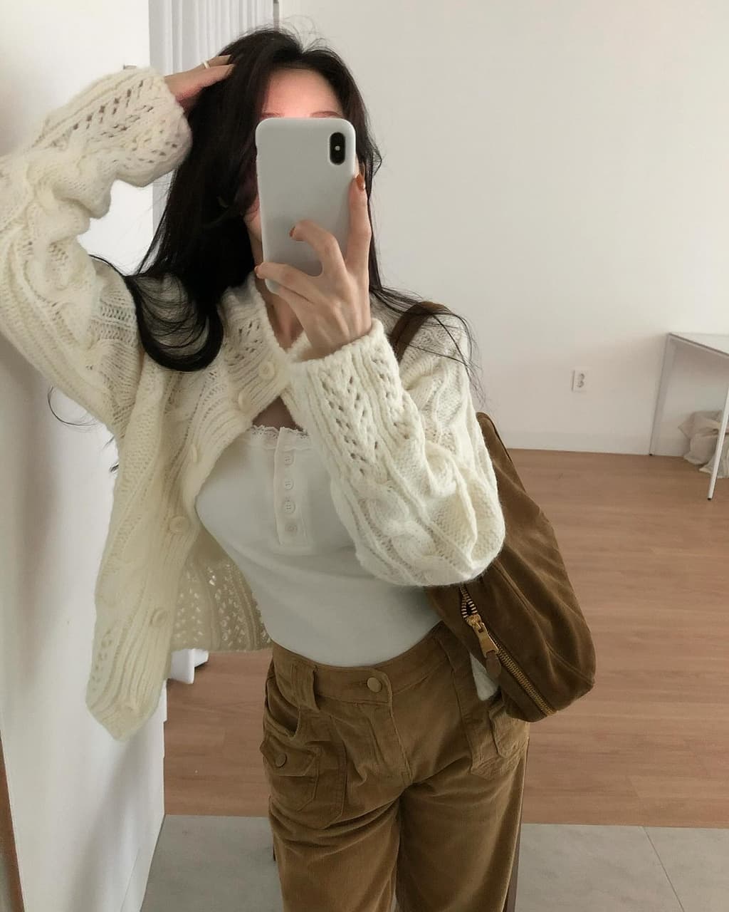 한국 chic 가을의 날 꽈배기 스웨터 오픈 가디건 상세 이미지 7