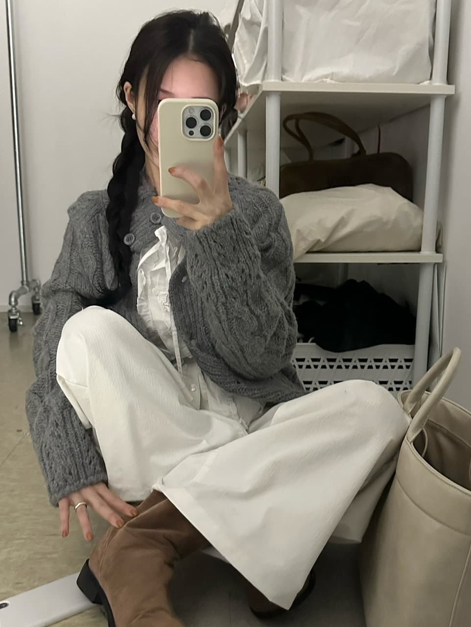 한국 chic 가을의 날 꽈배기 스웨터 오픈 가디건 상세 이미지 35