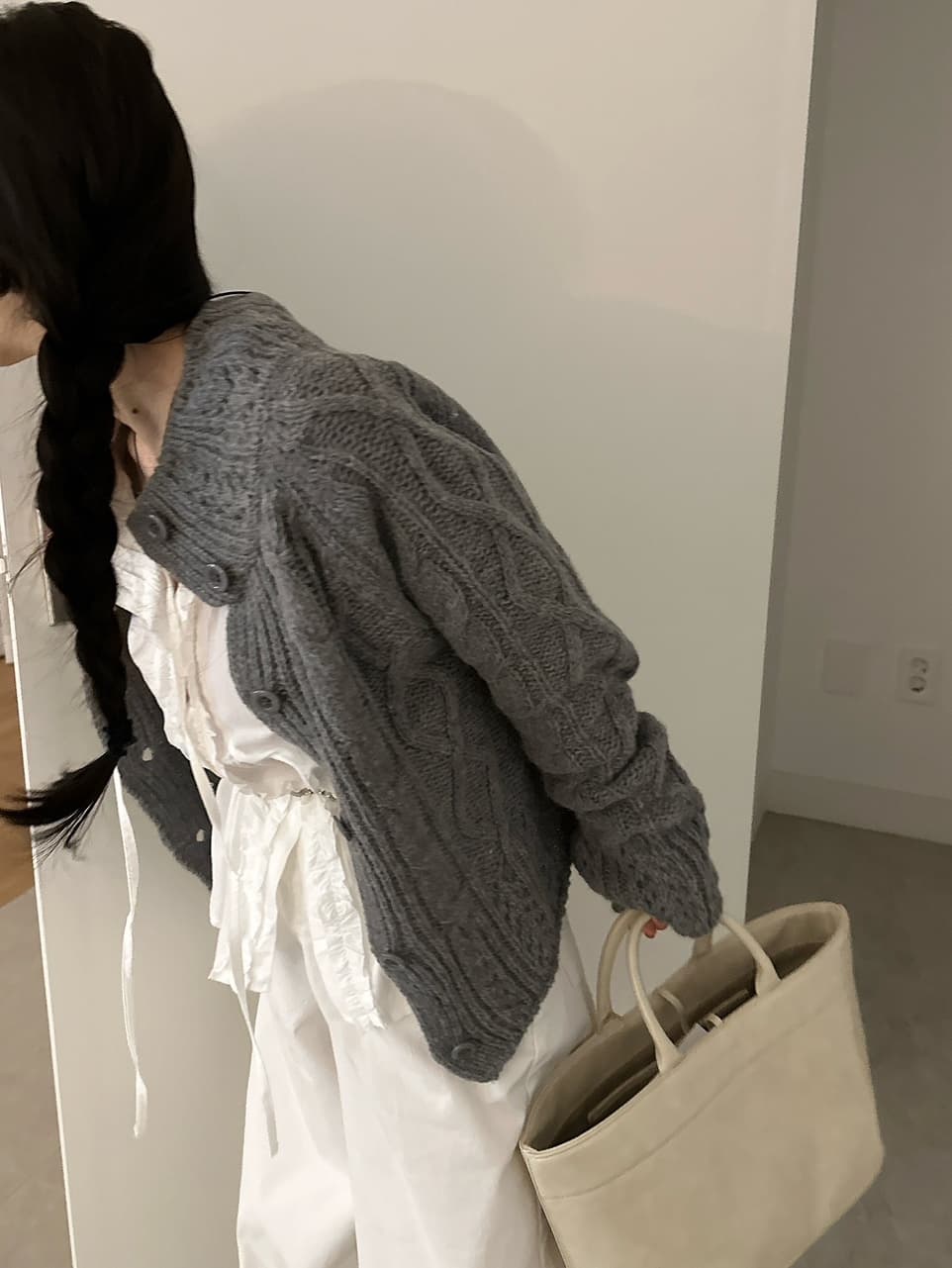 한국 chic 가을의 날 꽈배기 스웨터 오픈 가디건 상세 이미지 37