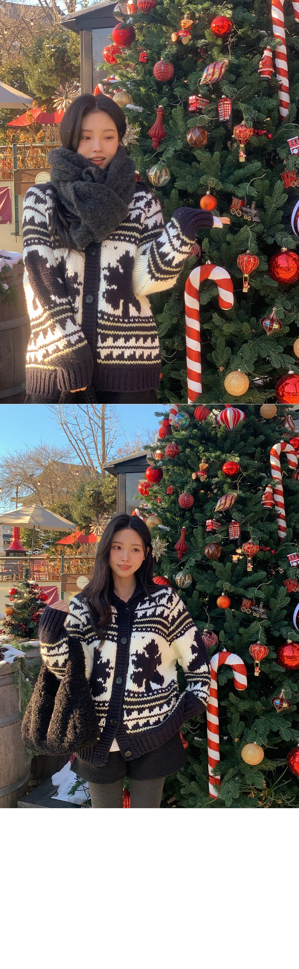 한국 보 주님 북유럽 바람 공정한 섬 스웨터 오픈 가디건 레트로 자카드 두꺼운 두꺼운 바늘 루즈핏 보온 여성 코트 상세 이미지 9