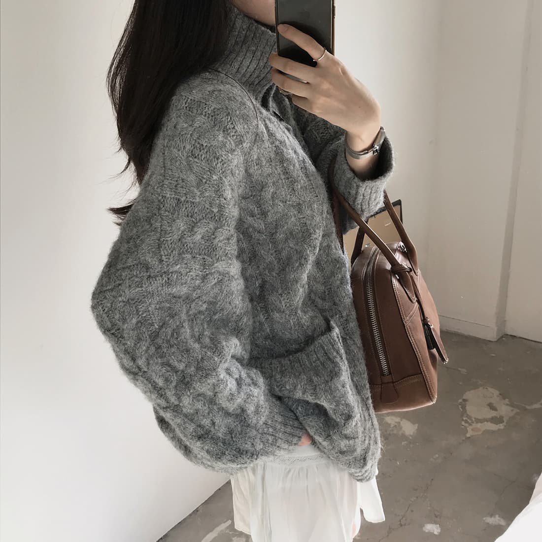 한국 chic 가을 겨울 한 부서 학원 스타일 두꺼운 꽃 루즈핏 느긋한 스웨터 카디건 코트 상세 이미지 23