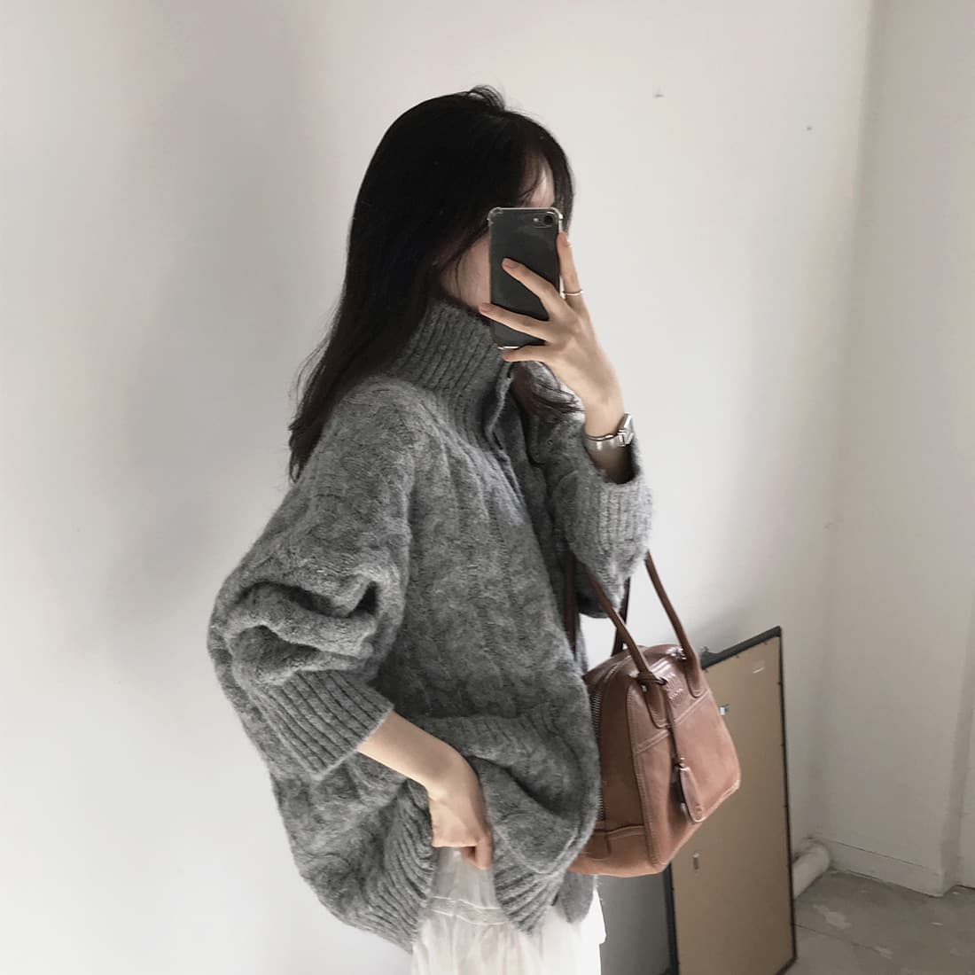 한국 chic 가을 겨울 한 부서 학원 스타일 두꺼운 꽃 루즈핏 느긋한 스웨터 카디건 코트 상세 이미지 24