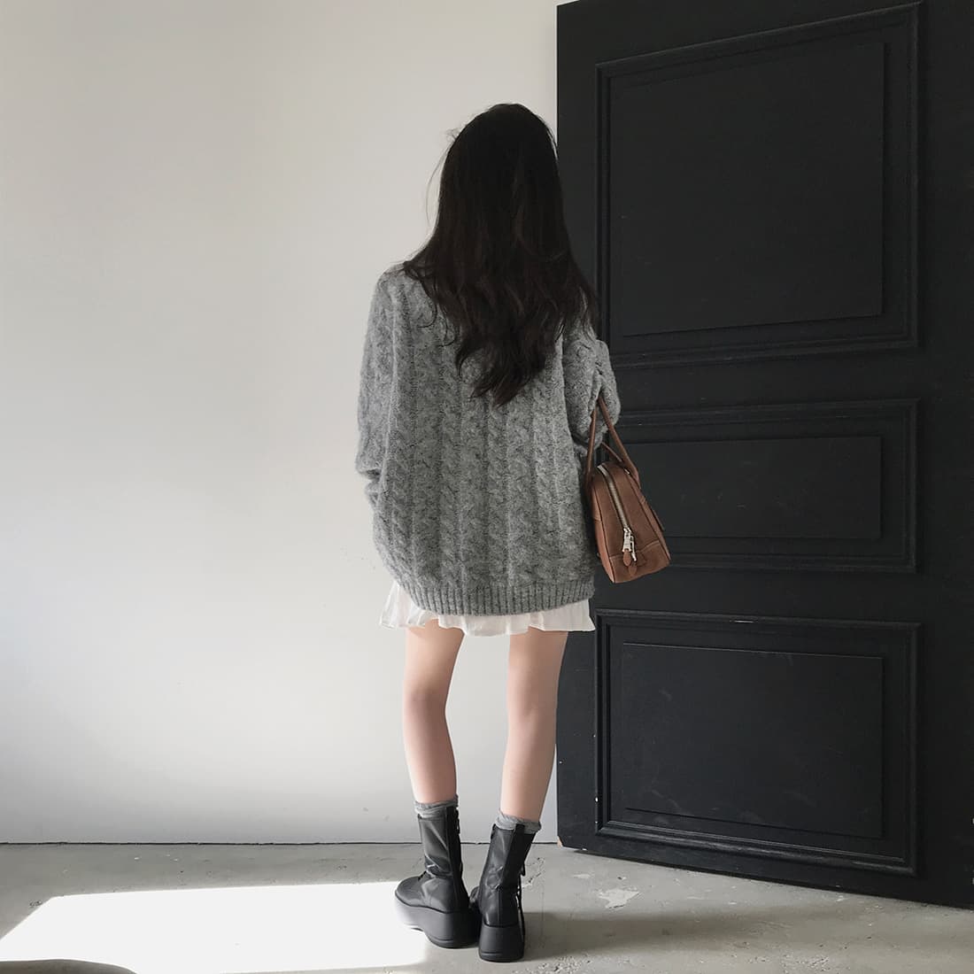 한국 chic 가을 겨울 한 부서 학원 스타일 두꺼운 꽃 루즈핏 느긋한 스웨터 카디건 코트 상세 이미지 29