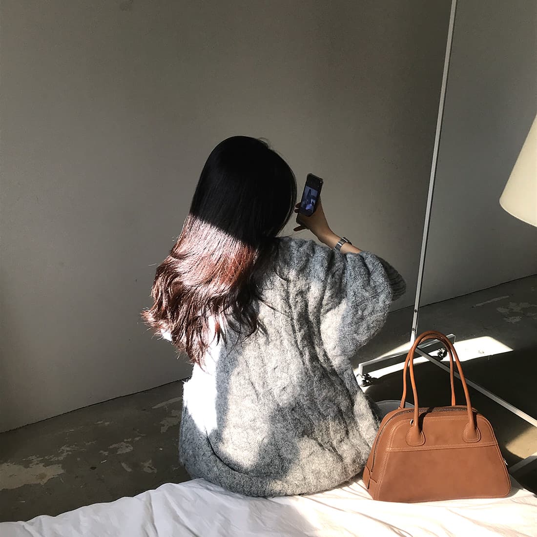 한국 chic 가을 겨울 한 부서 학원 스타일 두꺼운 꽃 루즈핏 느긋한 스웨터 카디건 코트 상세 이미지 32