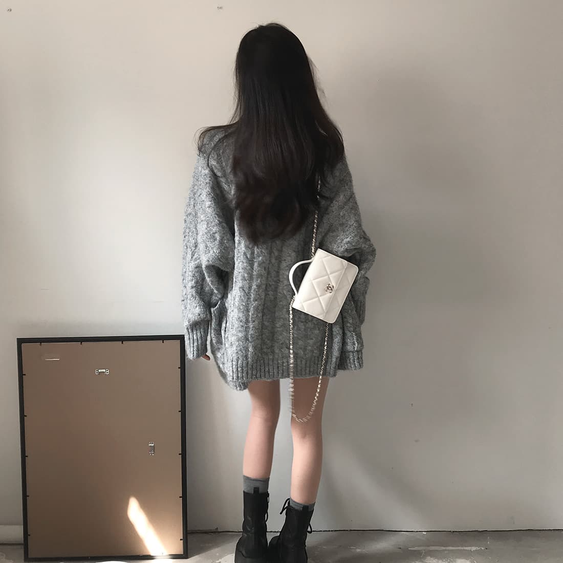 한국 chic 가을 겨울 한 부서 학원 스타일 두꺼운 꽃 루즈핏 느긋한 스웨터 카디건 코트 상세 이미지 46
