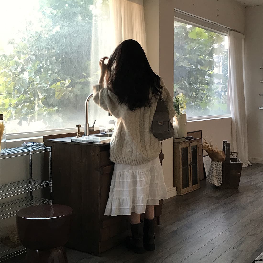 한국 chic 가을 겨울 한 부서 학원 스타일 두꺼운 꽃 루즈핏 느긋한 스웨터 카디건 코트 상세 이미지 58