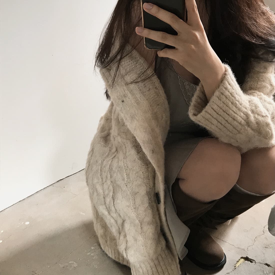 한국 chic 가을 겨울 한 부서 학원 스타일 두꺼운 꽃 루즈핏 느긋한 스웨터 카디건 코트 상세 이미지 77