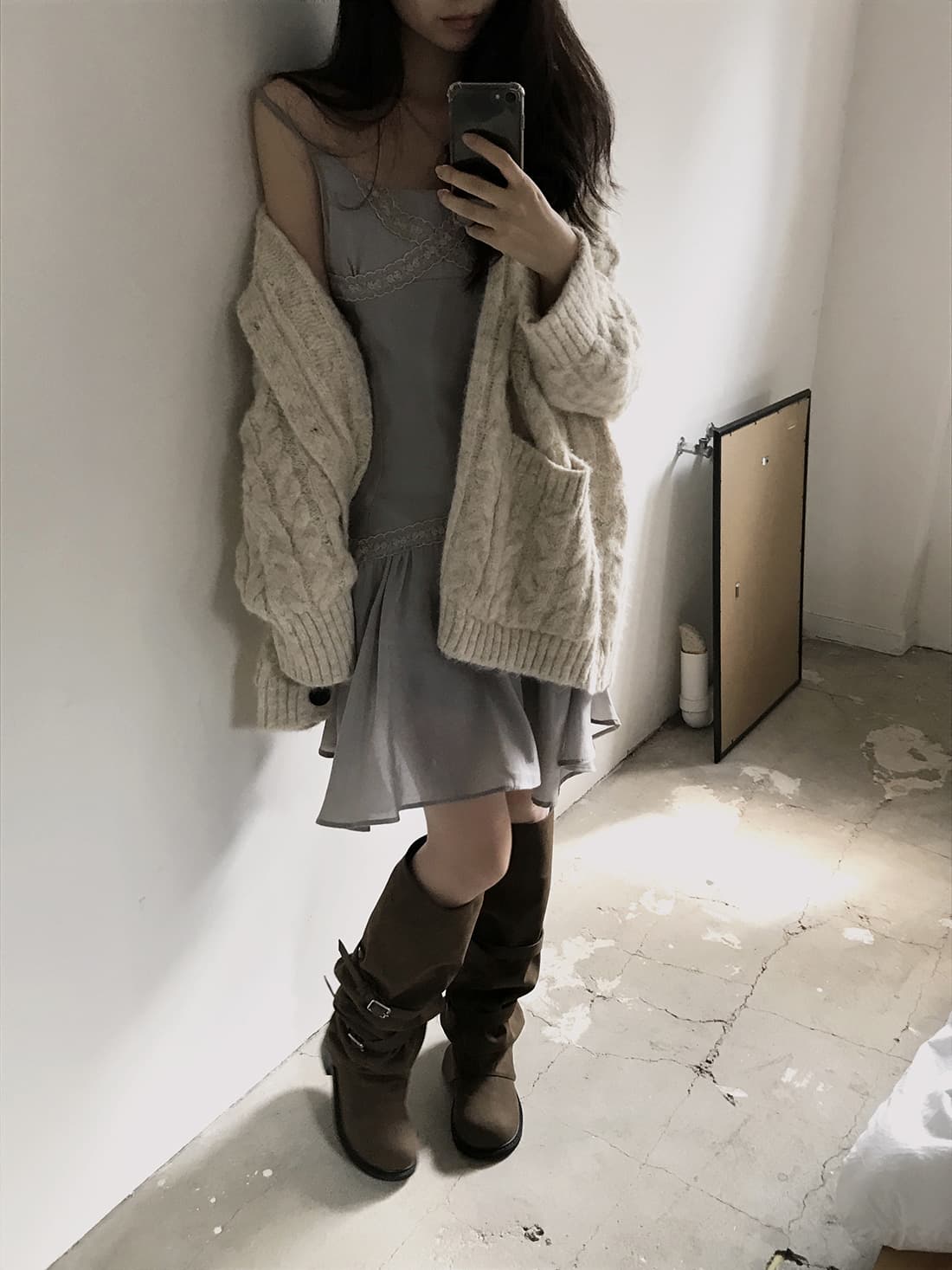 한국 chic 가을 겨울 한 부서 학원 스타일 두꺼운 꽃 루즈핏 느긋한 스웨터 카디건 코트 상세 이미지 78