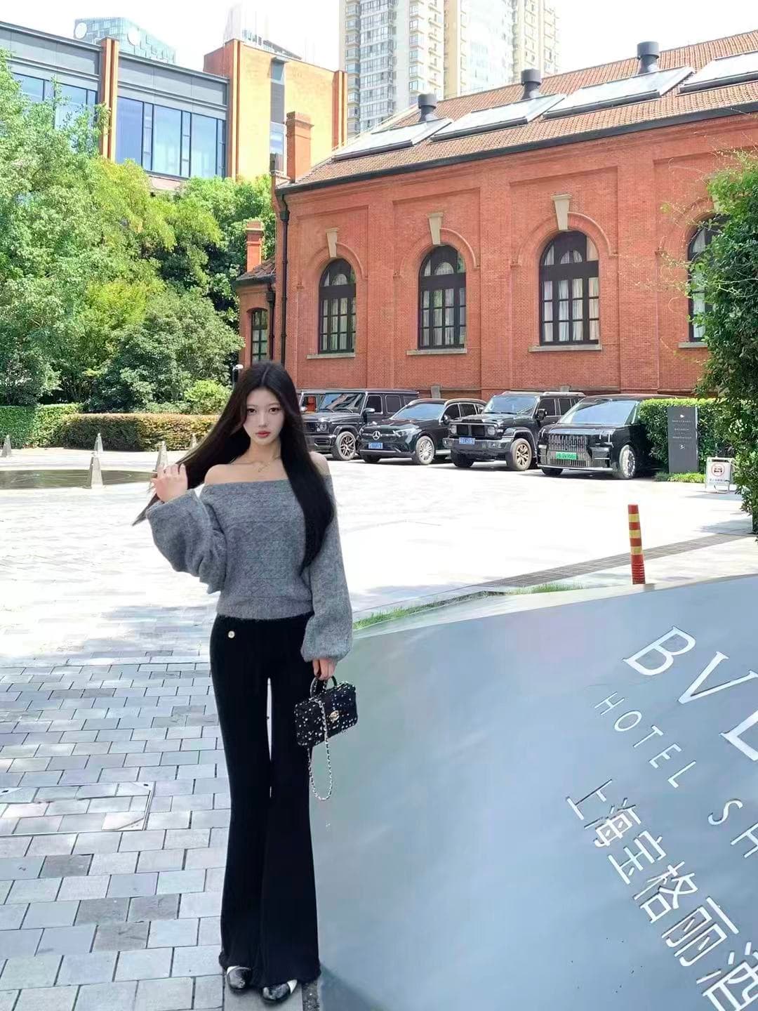 한 부서 chic 양모 니트 스웨터 여성 배트윙 소매 긴팔 스웨터 다용도 맨위 상세 이미지 15