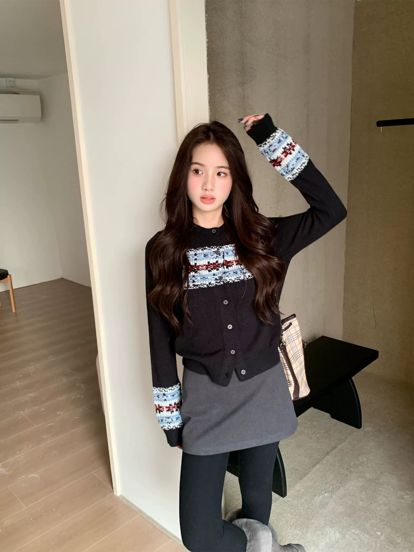 레트로 공정한 섬 자카드 스웨터 니트 오픈 가디건 여성 봄 가을 부드러운 찹쌀 느긋한 긴팔 맨위 상세 이미지 2