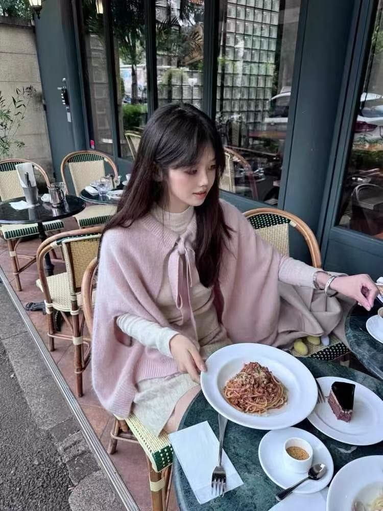 한국 동대문 너구리 플러시 스웨터 망토 숄 여성 코트 나비 넥타이 양 어깨 보온 외부 가져 가라. 두꺼움 상세 이미지 3