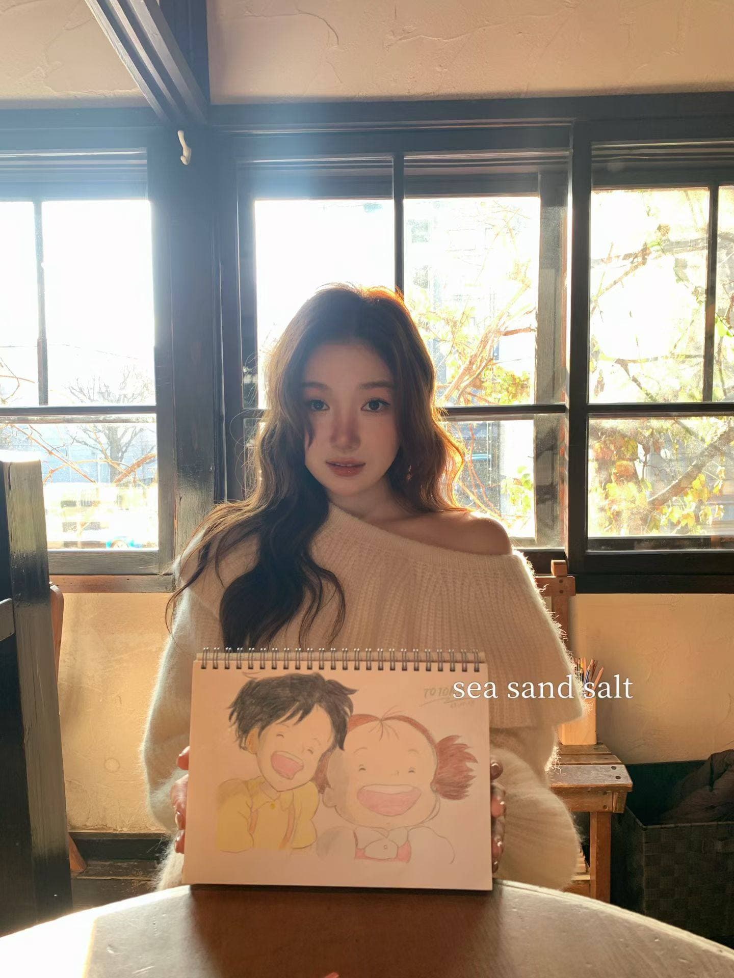 2026 진짜 hin 아름다움 hin 있음 질감 연례 회의 시리즈 프릴 비스듬한 어깨 스웨터 상세 이미지 3