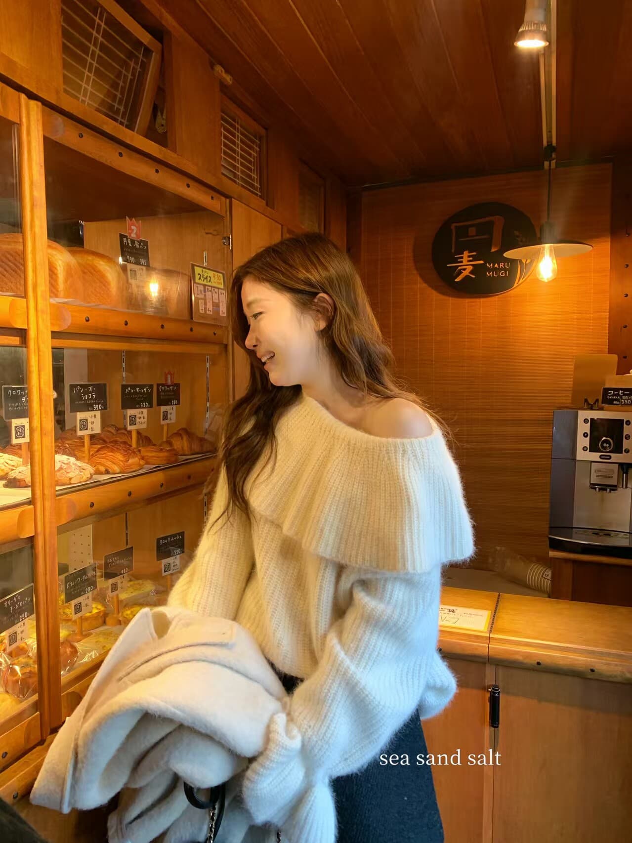 2026 진짜 hin 아름다움 hin 있음 질감 연례 회의 시리즈 프릴 비스듬한 어깨 스웨터 상세 이미지 6